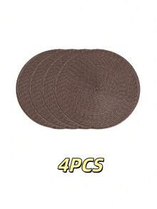 4 pièces/10 pièces/12 pièces Set de sets de table ronds tressés, tapis de table à manger lavables antidérapants de 15 pouces, convenant pour les rassemblements familiaux, les mariages, les fêtes (couleur café) - brun - Voir 10