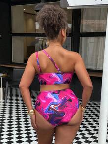 Slaydiva 2026 New Plus Size Women Fashion Marble Print Hollow Out Design Sexy Bikini Set - Multicolor - View 2