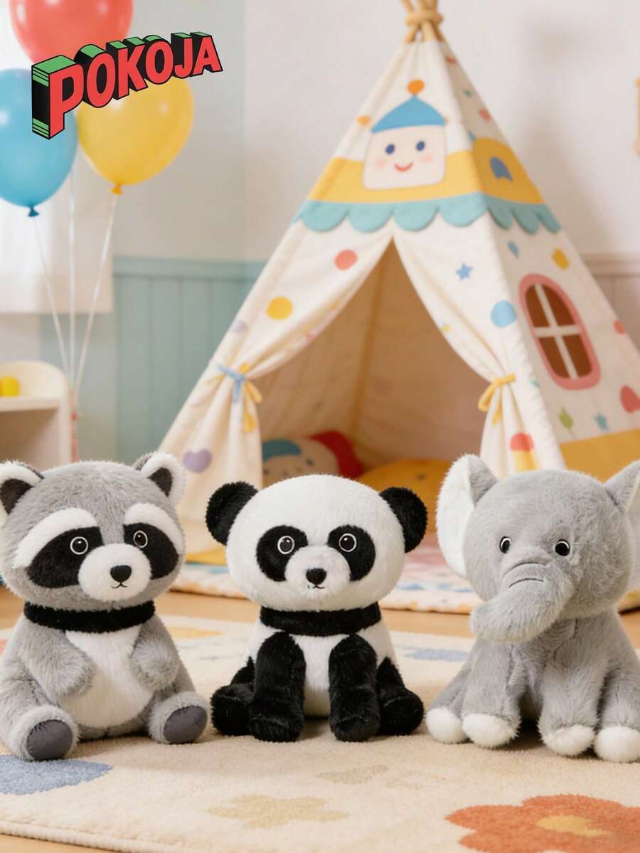 Cute Shape Of Raccoon Panda And Elephant Style Plush Toys With Mink Fur Super Soft Short Plush Material Handmade Dolls Fiber Filled Crochet Dolls The Perfect Gift For Parents - Multicolor - View 1