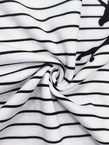 Resyla Women's Casual Striped Unicorn Print Round Neck Short Sleeve T-Shirt, Summer - Multicolor - View 3