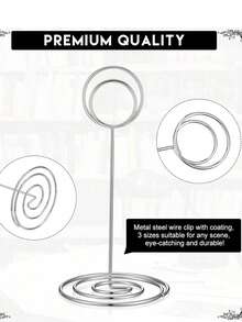 12个银色桌面数码支架，3种尺寸（5厘米/8.5厘米/22厘米），带防滑底座，适用于婚礼、派对、餐桌、拍照、便签、生日派对或其他宴会。 - 銀色 - 查看 5