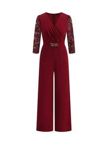 Editum Bộ jumpsuit nữ thanh lịch mới, cổ chữ V, thắt eo, chất liệu dệt kim co giãn, khóa kim loại trang trí và túi, phù hợp cho đi làm hàng ngày, công sở và nhiều dịp khác nhau. Trang phục ngày Valentine, trang phục mùa xuân, trang phục mùa hè, trang phục nghỉ xuân, trang phục lễ hội dành cho nữ. Phù hợp cho lễ hội mùa xuân/hè. Jumpsuit thanh lịch cho nữ, jumpsuit quần cho nữ, romper thanh lịch cho nữ, trang phục công sở thường ngày. - Màu Đỏ Sâu - Xem 11