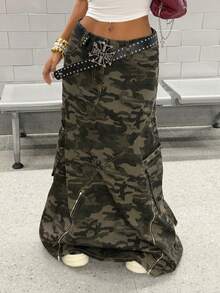 StreetHx Women's Camouflage Print Denim Mini Skirt - Multicolor - View 4