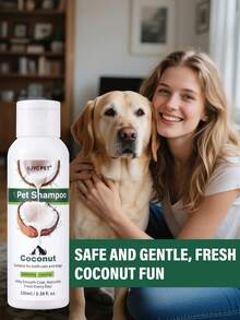 Champú y acondicionador de coco natural para mascotas - Fórmula hidratante 2 en 1 para perros y gatos con aceite de coco, calma la piel seca y deja el pelaje sedoso y brillante, con aroma fresco tropical - 100ml - Ver 2