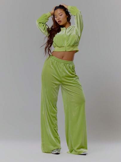 MUSERA Velourrandig ryggdetalj vida joggingbyxor med träningsbyxor Only Streetwear Coolgirl Winter Sexy Casual Odd Drift