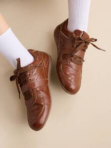 CUCCOO EASI Giày thể thao nữ buộc dây, kiểu dáng thường ngày, đa năng và thoải mái. - màu nâu - Xem 9