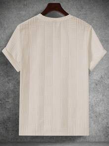 Manfinity Homme Men's Solid Color Round Neck Short Sleeve Casual Versatile T-Shirt - Apricot - View 2