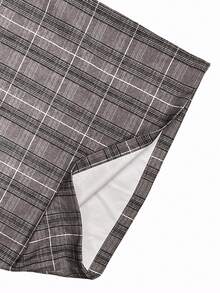 Elenzga 大码女式褶皱格子阔腿宽松休闲裤 - 彩色 - 查看 6