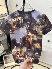 Resyla Women's Allover Print Fashionable Crew Neck Short Sleeve T-Shirt - Multicolor - View 2