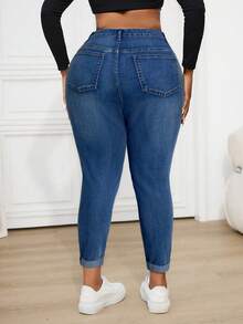 SHEIN ICON Jeans skinny délavé bleu grande taille - Jean clair - Voir 2