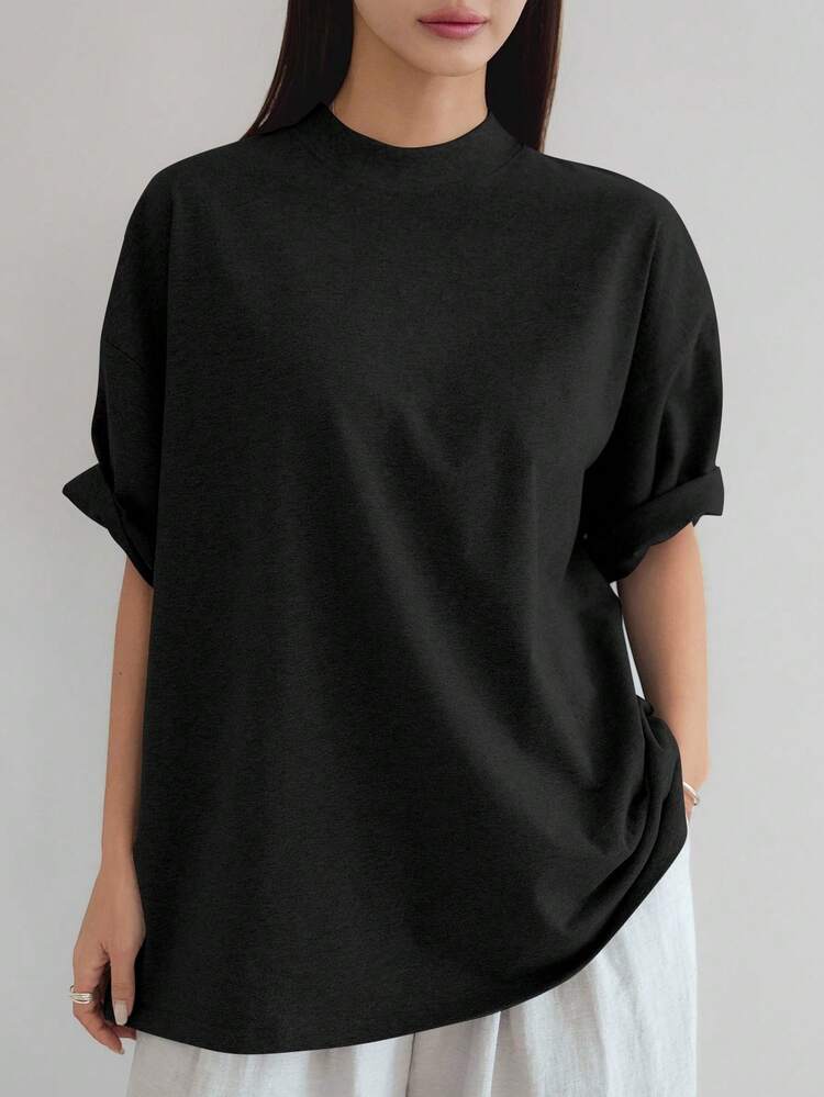 Women's Loose Casual Basic Solid Color Short Sleeve T-Shirt, Suitable For Spring, Summer And Autumn Business Casual Woman
