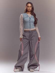 MUSERA 2PCS Layered Lace Underlay Long Sleeve Top Spring Summer Cute Sexy Streetwear Night Out Ballet Sleeze - Blue and White - View 5