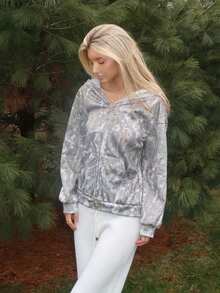 Sydney Algeri 女士秋冬外出街头风情侣同款/情侣同款/基础款/外出针织迷彩保暖内衬拉链宽松长袖卫衣 - 彩色 - 查看 1