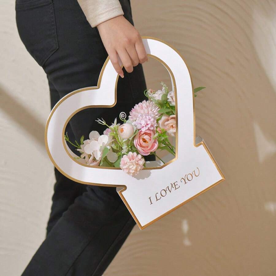 1pc Mother's Day 520 Fresh Flower Gift Box Valentine's Day Heart-Shaped Gift Box Packaging Box Bouquet Gift Box Floral Arrangement Flower Box - Multicolor - View 1