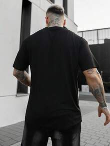 Artur Kramer Men's Dropped Shoulder Loose Fit Printed T-Shirt, Spring/Summer - Black - View 2