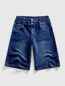 ROMWE MEN Casual Quần short denim nam thêu họa tiết trái cây nhiều màu sắc, thích hợp cho mùa hè. - Màu xanh lam - Xem 8