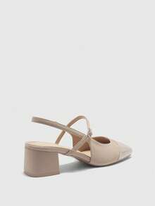 CUCCOO BIZCHIC Giày cao gót thấp quai đen cổ điển dành cho nữ, thích hợp làm quà Giáng sinh. - Trà sữa hạnh nhân - Xem 9