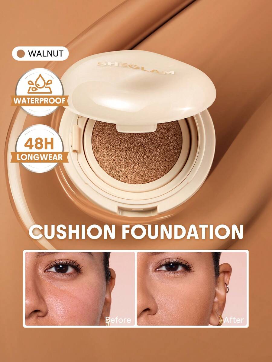 SHEGLAM Lock & Go Long-Lasting 氣墊粉餅-Walnut 品牌 美容 化妝 化妝品 適合女性與女孩 完美搭配夏季春季 Y2K 時尚 流行 生日 母親節禮物 假期 派對準備就緒 最佳顏色 - Walnut - 查看 1