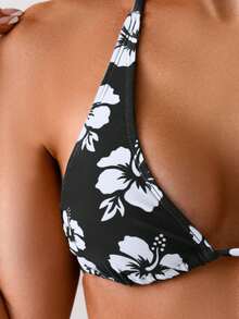 SHEIN Swim Mod Summer Women's Floral Print Halter Tied Sexy Bikini Swimwear - Multicolor - View 5