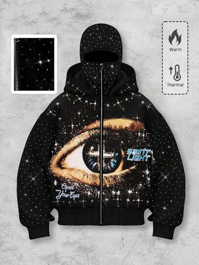 Street Life Felpa da uomo in stile punk da strada, con stampa grafica e decorazioni in strass, adatta per l'autunno/inverno, con maniche lunghe