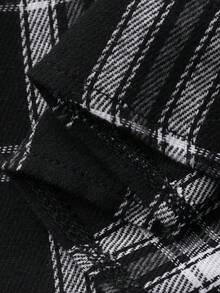 FRIFUL Women's Plaid Short Sleeve Loose Casual Versatile T-Shirt, Spring/Summer - Black - View 8