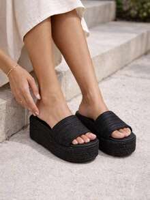 Plataformas comodas de yute - Negro - Ver 1