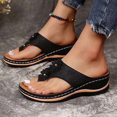 GlamourGrip Sandalias elegantes de mujer con flores huecas y diseño slip-on, sandalias con plataforma ligeras estilo casual, sandalias de plataforma mujer cómodas para verano, zapatos plataforma mujer para uso diario, sandalias para dama tipo guaraches de mujer