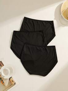 NudeFit 3pcs/Set Women's Seamless Solid Color Comfortable Panties - Black - View 2