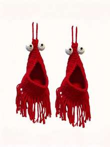 Joivida 1PC Handmade Crochet Woven Wall Hanging Storage Organizers Alien Lobster Plant Flower Pot Holders Amigurumi Alien Design Home Decor Living Room Decor Unique Gift Housewarming - Multicolor - View 13