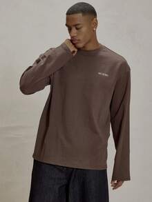 Musero Long Sleeve Crew Neck Graphic Print Slogan "SUMMERTIME" Tshirt Spring Summer Essentials - Brown - View 5
