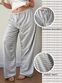 Dream Adore Plus Size Women Ribbed Ribbed Casual Lounge Pants - Grey - View 2