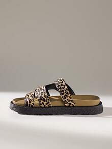 Solecia Fashion, Casual Beach Shoes, Slippers, New Women's Shoes, Comfortable And Versatile, Platform Heel Sandals, Slip-On Slouchy Shoes - leopard print - View 6