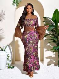 Brilight Robe mi-longue élégante pour femmes avec manches trompette en maille, coupe slim et évasée, patchwork de couleurs contrastées. Robe élégante sud-africaine, convenant pour les fêtes du Nouvel An, les vacances, le casual quotidien, Noël, Thanksgiving, les invités de mariage et autres occasions. Robe d'automne, de printemps et d'été pour femmes.