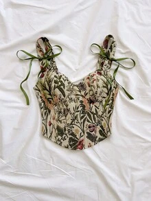 Soleia 女士优雅花卉提花交叉吊带背心，夏季 - 彩色 - 查看 4