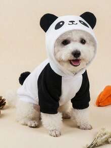 PETSIN 1pc Animal Cosplay Costume Hoodie, Suitable For Dogs And Cats To Wear Outdoors - Black and White - View 3