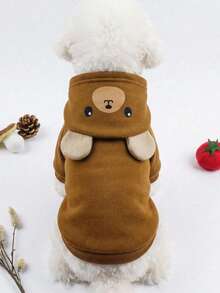 PETSIN 1pc Animal Cosplay Costume Hoodie, Suitable For Dogs And Cats To Wear Outdoors - Brown - View 3