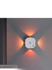 1PC New Square Smart RGB Light, A Human Body Induction Magnetic Night Light, And A Rechargeable Cat-Eye Ambient Light - متعدد الألوان - مشاهدة 9