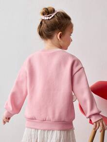 Maija Young Girl Butterfly Decor Crew Neck Sweatshirt - Pink - View 2