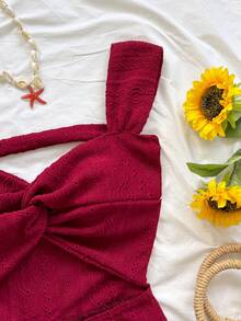 Soleia Bộ jumpsuit nữ WYWH dệt kim kẻ sọc, cổ chữ V khoét sâu, hở lưng, thích hợp cho tiệc tùng, hẹn hò, ngày Valentine, lễ Phục sinh, lễ hội hóa trang, tiệc trà chiều, đi biển, du thuyền, kỳ nghỉ thành phố, hoặc mặc nhiều lớp vào mùa thu/đông. - Màu Đỏ Sâu - Xem 6