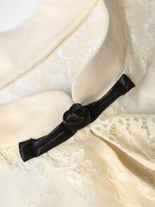 Rometta 大码女装夏季新款立领纽扣撞色复古优雅修身蕾丝边连衣裙，适合宴会、晚会、艺术表演、中国主题派对、摄影等场合。 - 彩色 - 查看 7