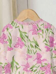 Áo choàng Ả Rập màu hồng họa tiết hoa cho bé gái, cổ áo hoa trang nhã, váy Ả Rập dài tay truyền thống đơn giản và thoải mái, thích hợp mặc vào mùa xuân và mùa hè, váy dài tay thanh lịch và trang nhã. - Nhiều màu - Xem 3