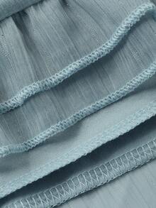 DAZY Đầm maxi nữ thanh lịch màu trơn cổ chữ V viền bèo, đầm dự tiệc cưới mùa hè, đầm maxi chống nắng. - Màu xanh lam - Xem 9