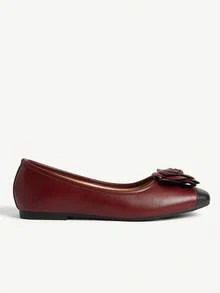 CUCCOO CHICEST 女士花卉装饰休闲通勤百搭时尚鞋 - 酒紅色 - 查看 7