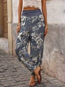 Brillora Women's Loose Printed Woven Pants, Suitable For Spring/Summer Vacation - Iron Gray - View 4