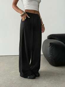 SHEIN Teen Girl Loose Fit Casual Sweatpants With Pockets, Light Floral Gray Black Baggy Pants Wide Leg Pants Loose Pants Comfy Pants Girl Wide Leg Pants Baggy Girl Pants - Black - View 2