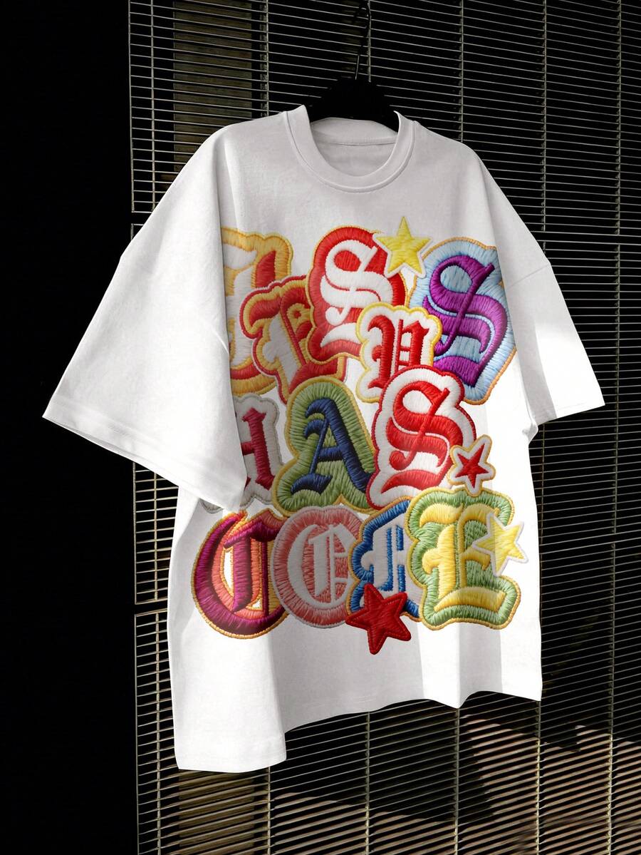 Manfinity EMRG Men's Minimalist Printed Round Neck Short Sleeve T-Shirt - White - View 1