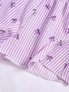 SHEIN Conjunto de top sin mangas y shorts con decoración de lazo para niñas preadolescentes - Rosa - Ver 7