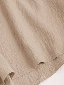 Sweetra 2pcs/Set Crop Top With Tie Knot & Ruffle Hem, Fashionable Summer Outfit - Brown - View 4