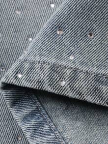 DAZY Women's Loose Fit Rhinestone Embellished Washed Denim Jeans - Blue - View 8