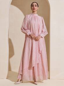 Graceveil Casual Cutout Loose Women Arabic Style Outfit, Pink - Pink - View 7